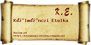 Kálmánczi Etelka névjegykártya